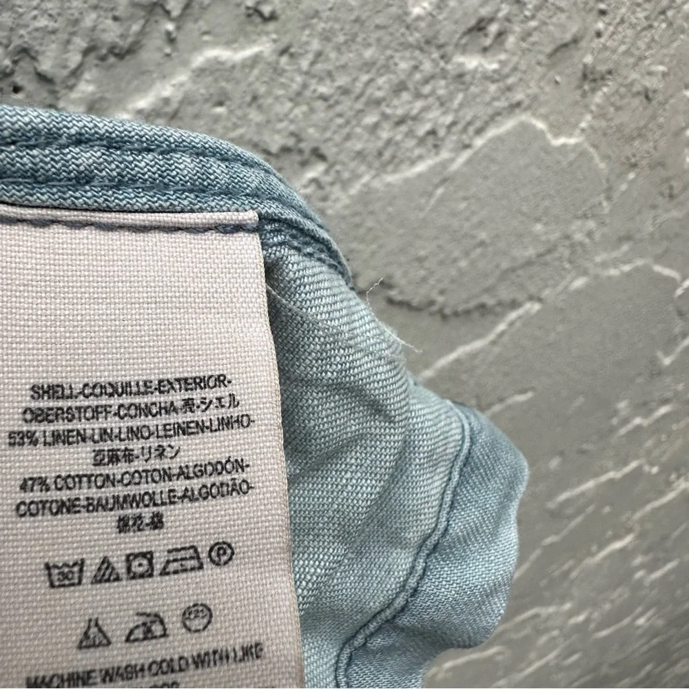 FREE PEOPLE Jacket Women Medium Denim Jean Chambray Embroidered Boho - Picture 11 of 15